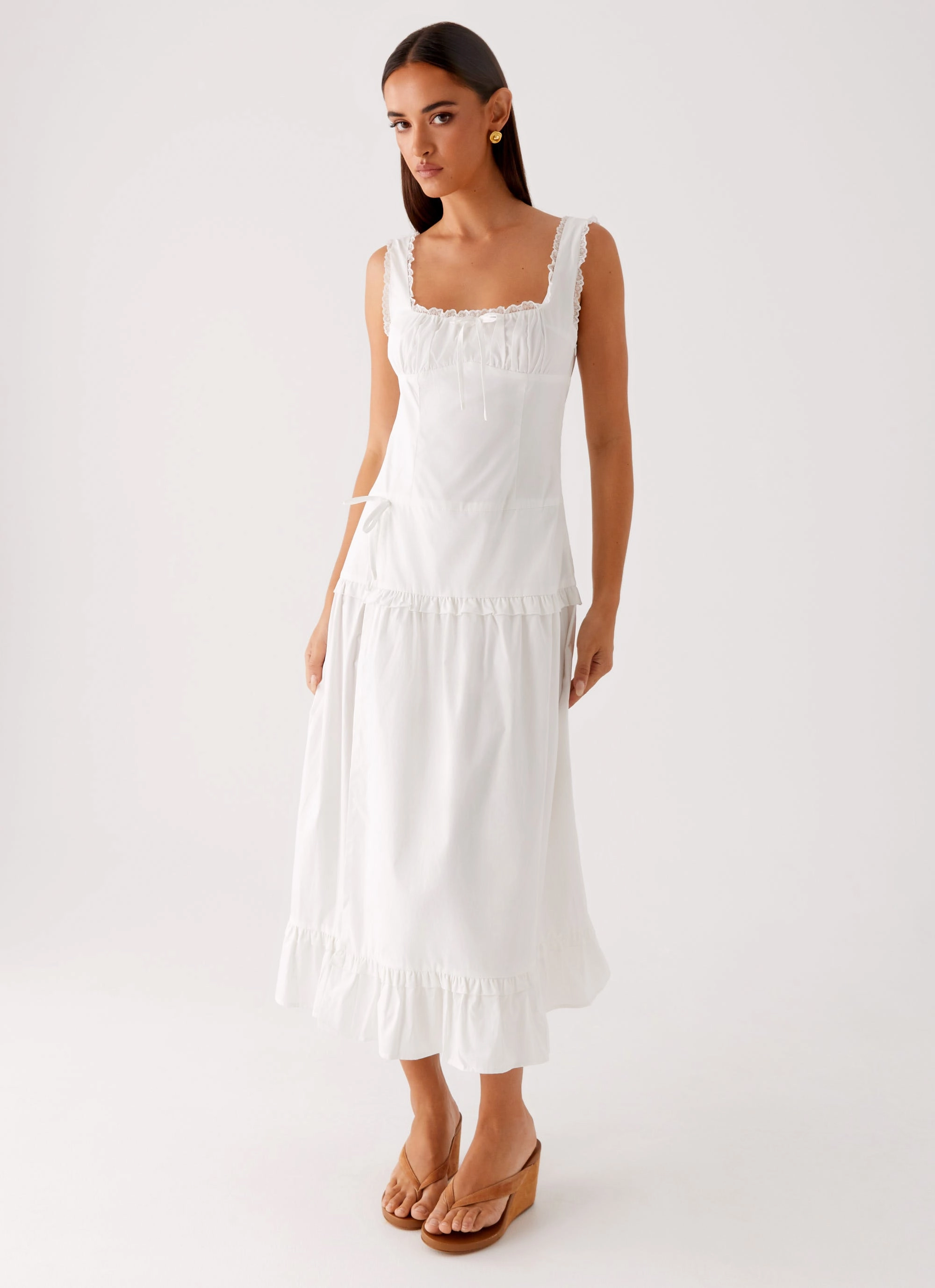 Quinn Midi Dress - White Subtle Finish