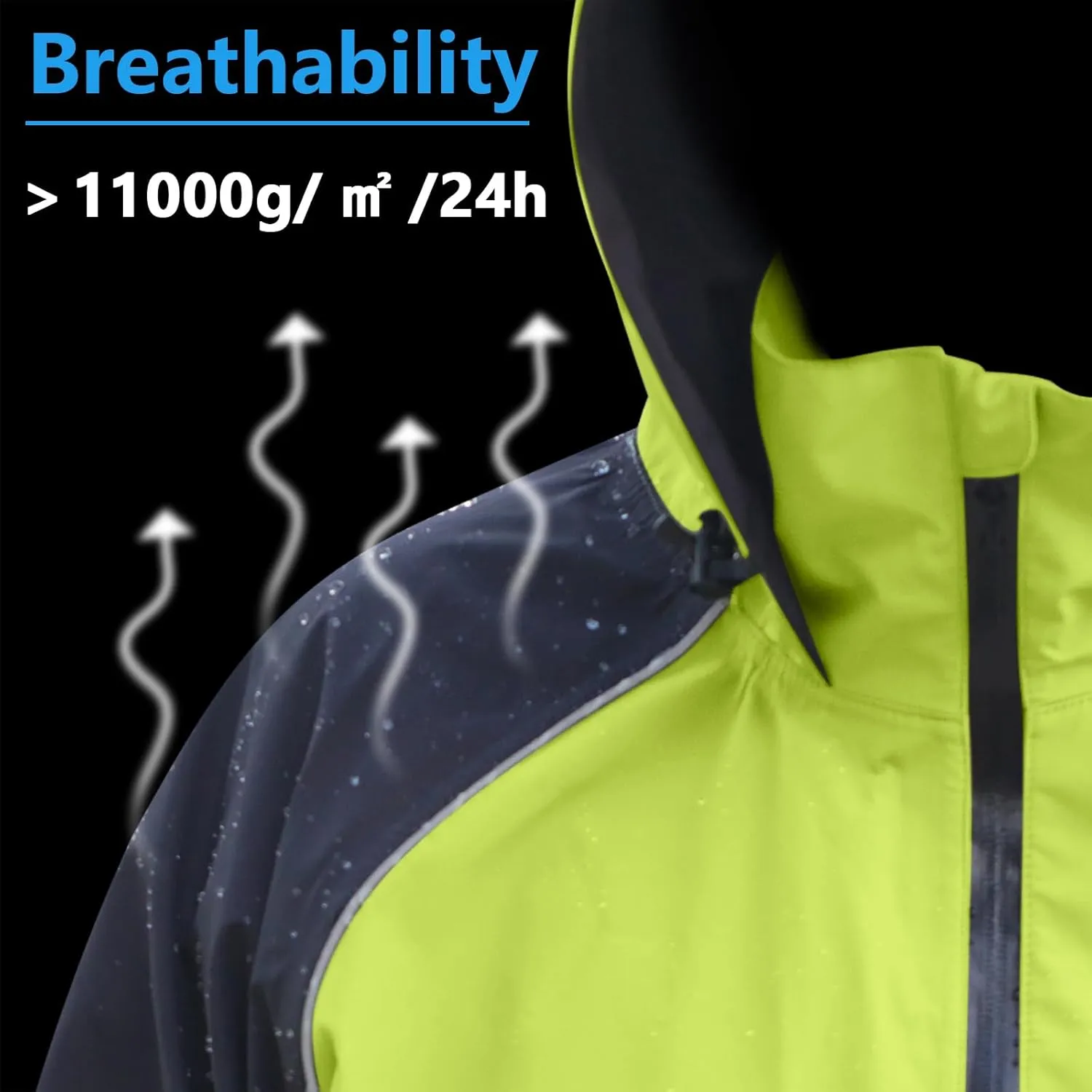 RANDY SUN Unisex Rain Jacket Mens Waterproof With Hood, Women's Raincoats, Reflective Lightweight Windbreaker