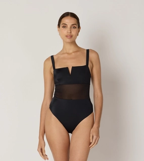 Rapid Water Drainage Jovie One Piece | Black Four Way Stretch Material Jovie One Piece | Black