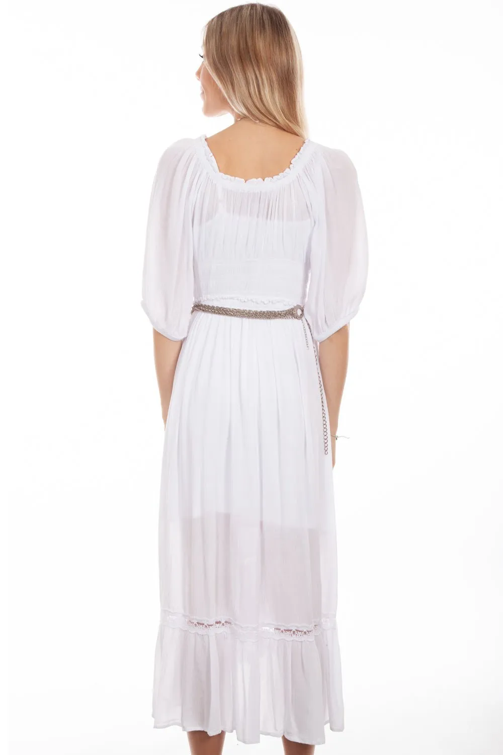 Scully Womens White Rayon Maxi Lace S/L Dress City Walk Autumn Days Lightweight