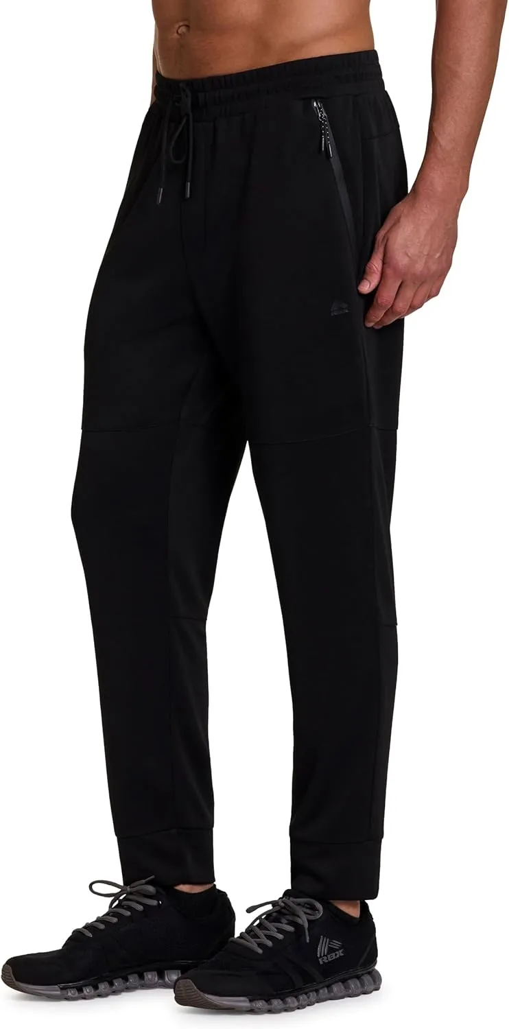 RBX Activewear Men's Running Pants Gym Joggers Lightweight Sweatpants for Men, Quick Drying Workout Pants with Zipper Pockets