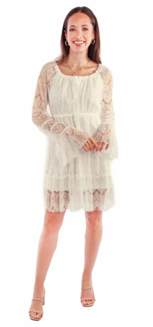 Ready Layer Scully Womens Eyelash Lace Ivory 100% Nylon L/S Dress Scully Womens Eyelash Lace Ivory 100% Nylon L/S Dress Relaxed Waist Fit