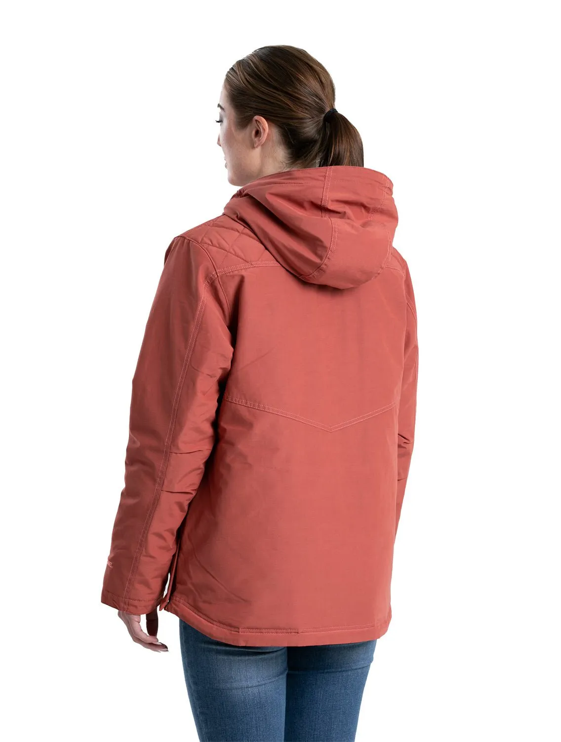 Berne Womens Softstone Micro-Duck Hooded Marsala Cotton Blend Coat Durable Summer Vibes
