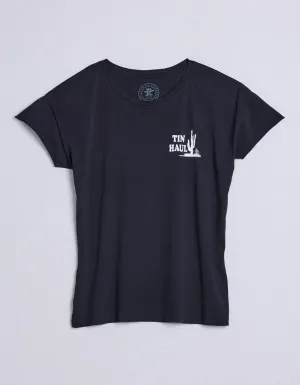 Recycled Fiber Tin Haul Womens Left Chest Cactus Vintage Black 100% Cotton S/S T-Shirt Soft Feel Tin Haul Womens Left Chest Cactus Vintage Black 100% Cotton S/S T-Shirt