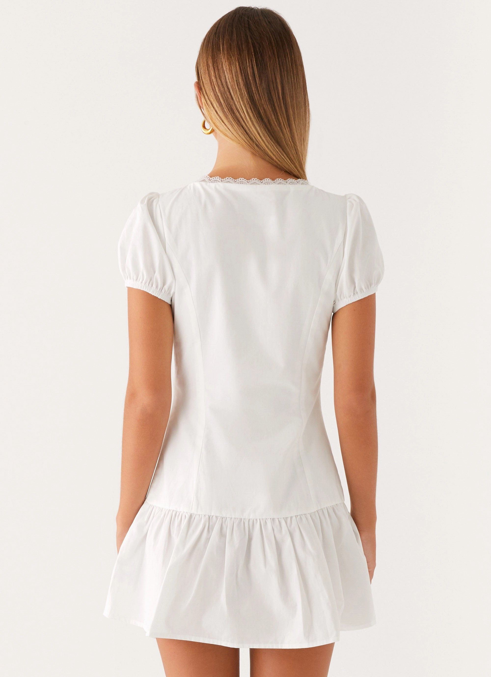 Simply Yours Mini Dress - White Clasp-Closure
