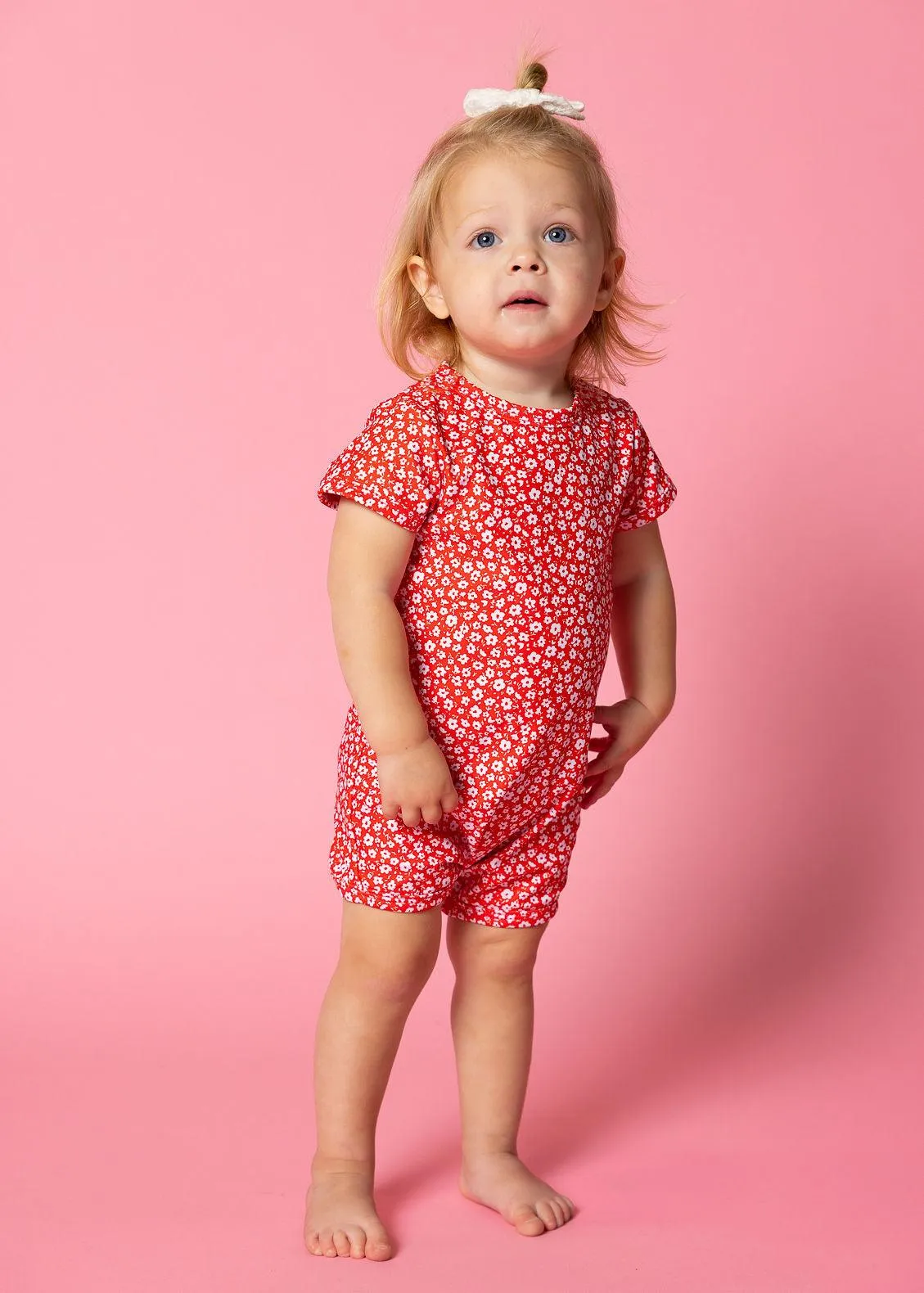 Red Ditsy Floral | Baby Shorties Rashguard (Unisex)