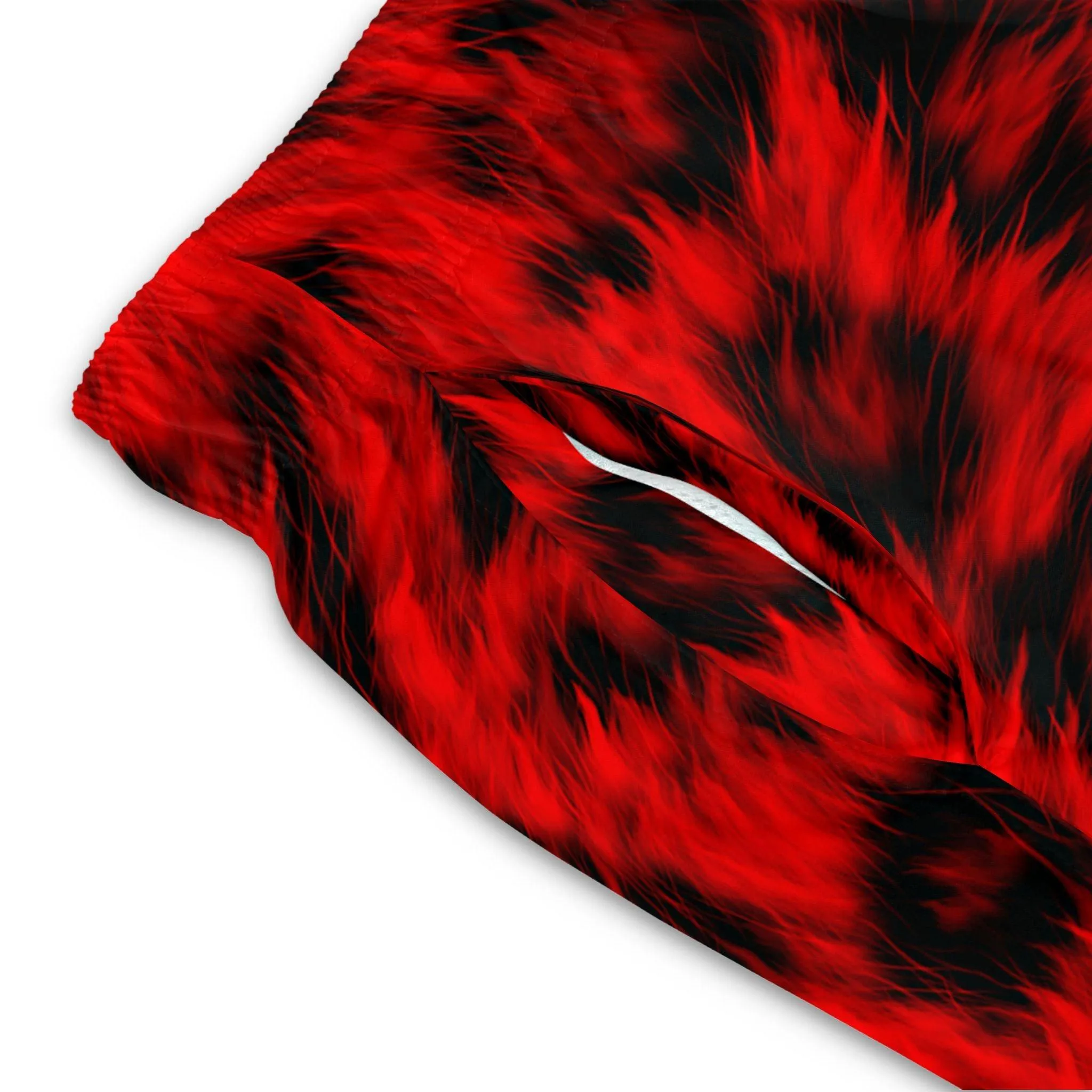 Red Leopard Print Mid Thigh Cut Swim Trunks