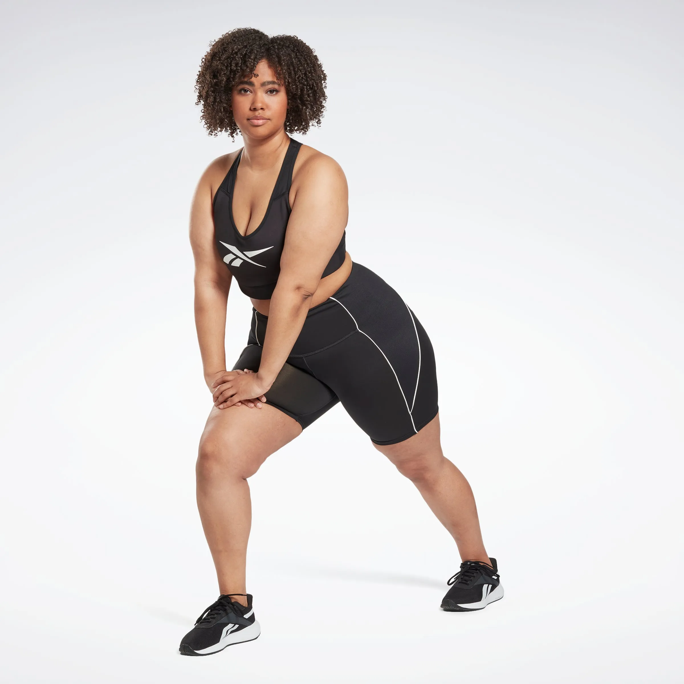 Reebok Apparel Women Workout Ready Poly Shorts (Plus Size) Nghblk