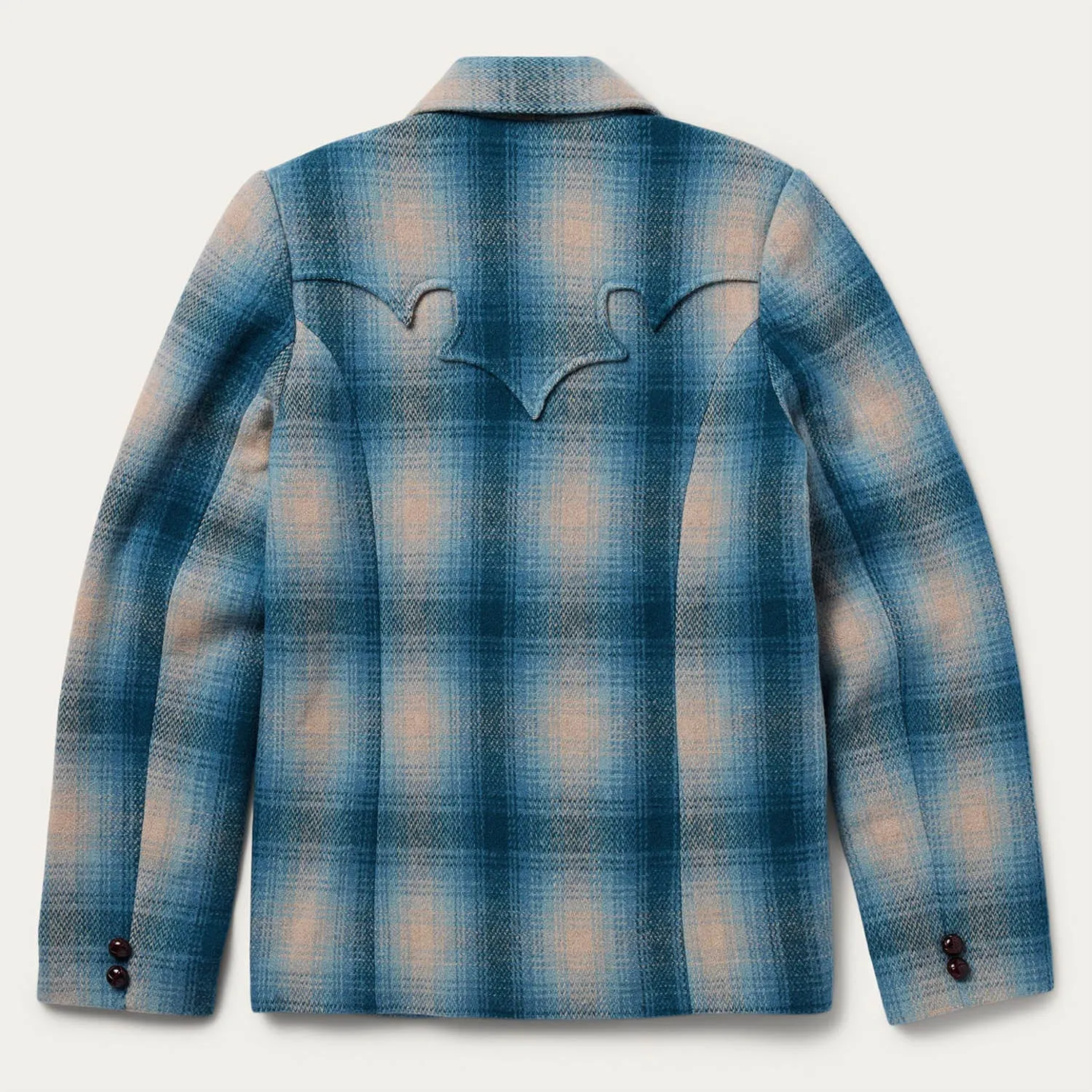 Classic Office Wear Simple Outfit Stetson Womens Western Plaid Blazer Navy 100% Wool Wool Jacket