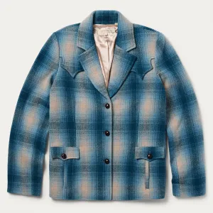 Refined Finish Stetson Womens Western Plaid Blazer Navy 100% Wool Wool Jacket Stetson Womens Western Plaid Blazer Navy 100% Wool Wool Jacket Fashion Uniform