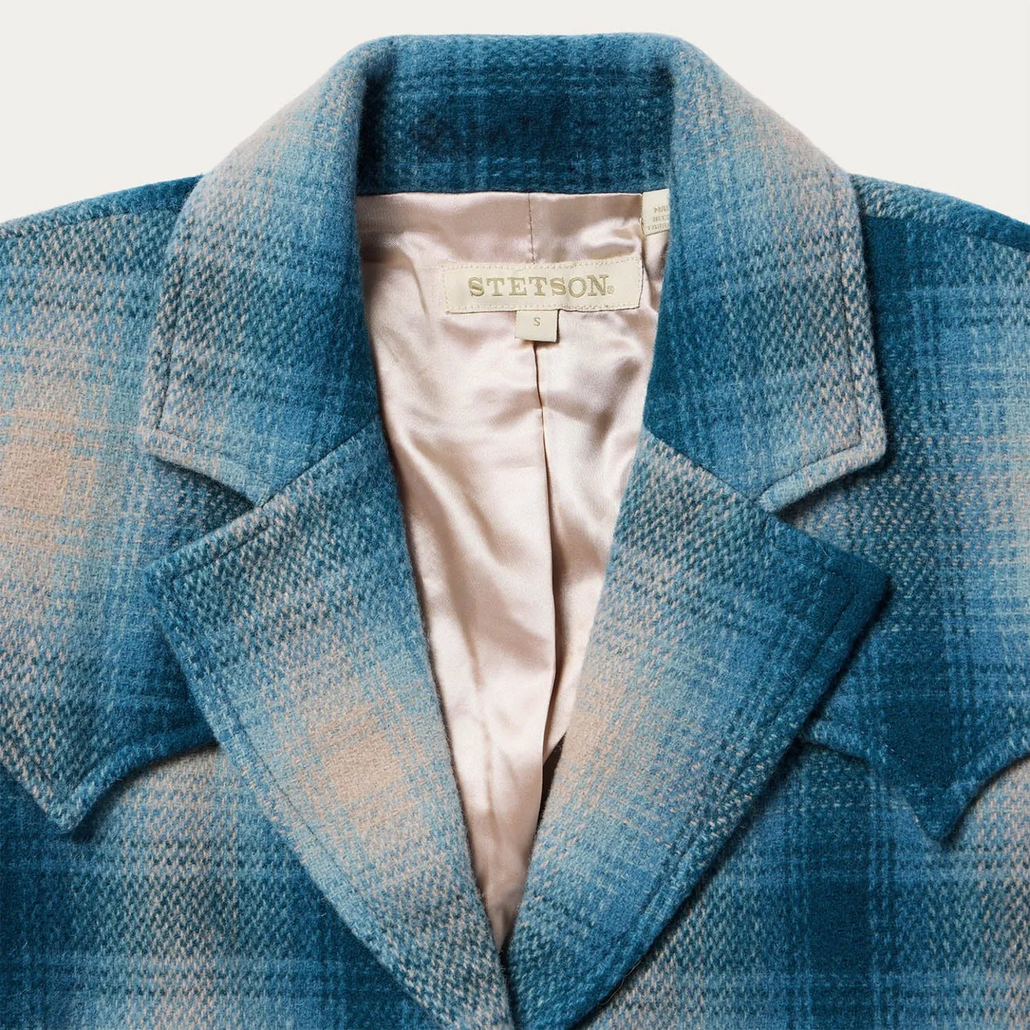 abrasion resistant coating All Season Stetson Womens Western Plaid Blazer Navy 100% Wool Wool Jacket