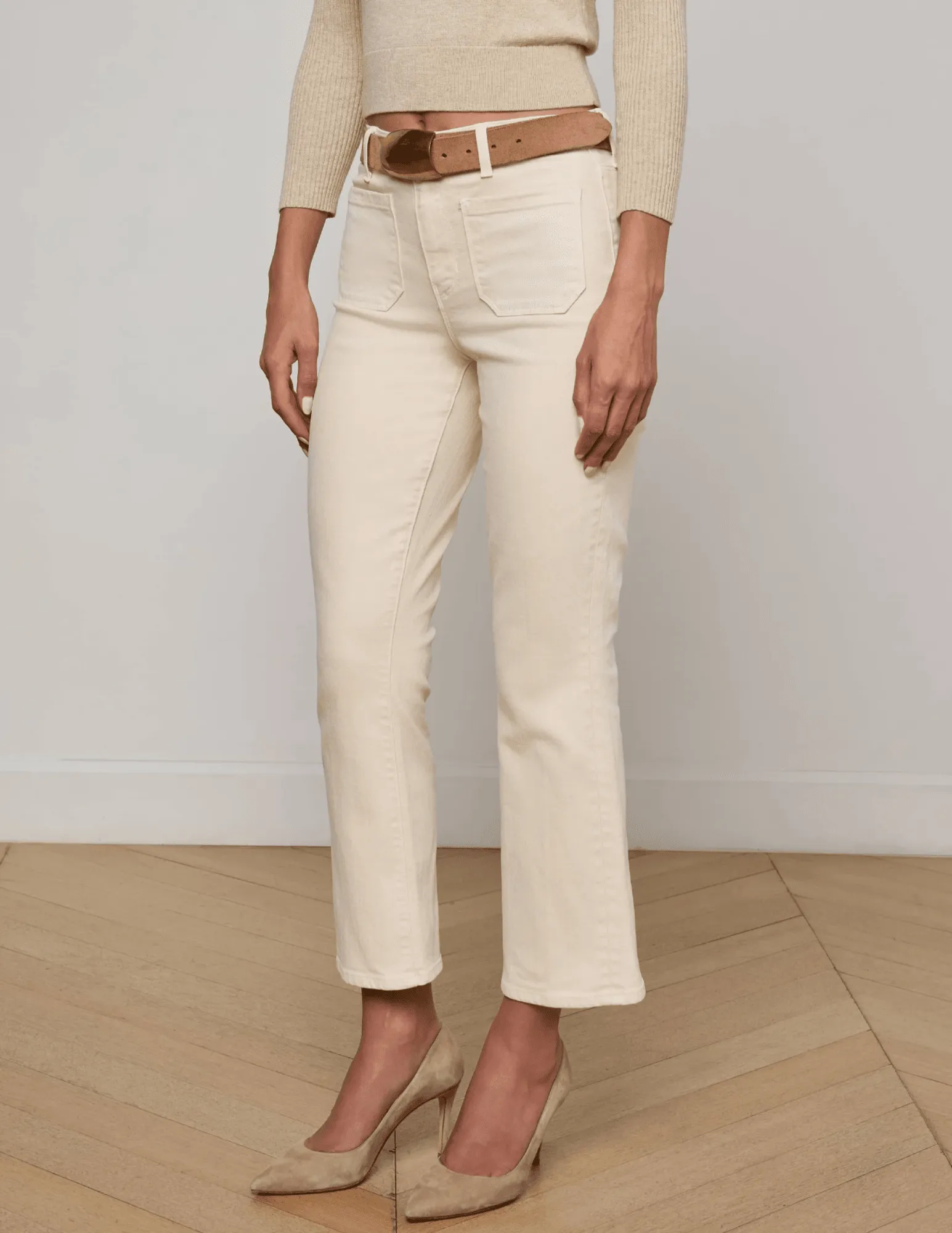 Outdoor Enthusiast Sunny Vibes Teen Outfit Modern Vibes L'AGENCE Noya Cropped Slim Flare Jeans in French Vanilla