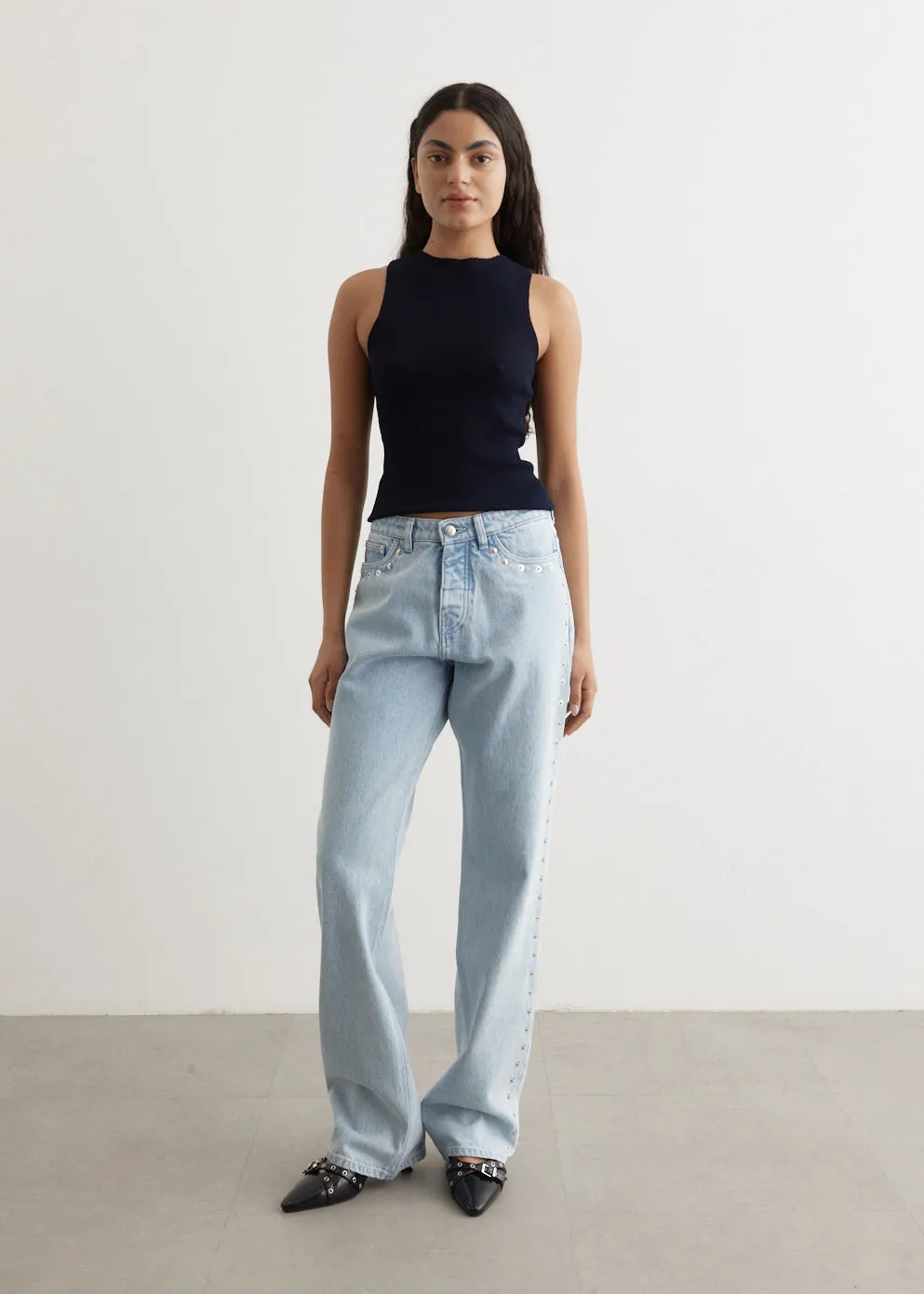 General Fit Refined Texture Crowd Jeans