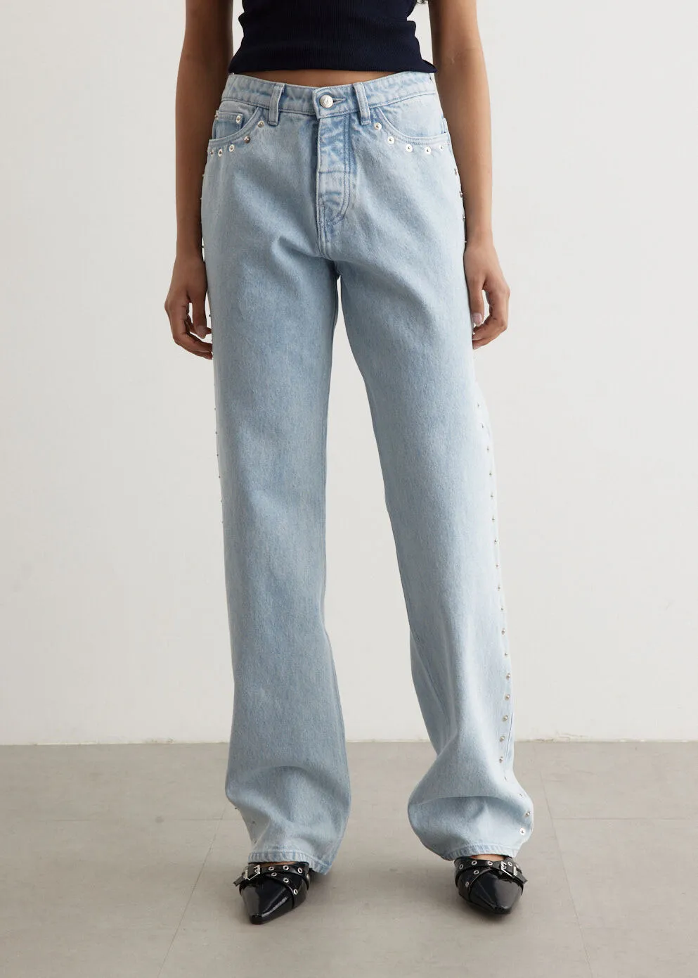 Refined Texture Crowd Jeans Wrinkle Free Fabric Treatment
