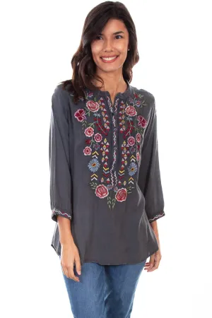 Refined Vision Scully Womens Charcoal Viscose Folk Floral L/S Tunic Scully Womens Charcoal Viscose Folk Floral L/S Tunic Urban Explorer Picnic Style