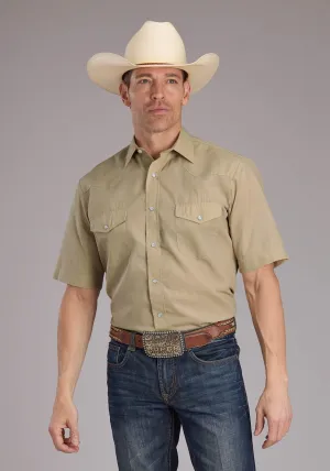 Reflective Trim Roper Mens 2445 Broadcloth Tan Cotton Blend S/S Shirt Roper Mens 2445 Broadcloth Tan Cotton Blend S/S Shirt Corporate Wear