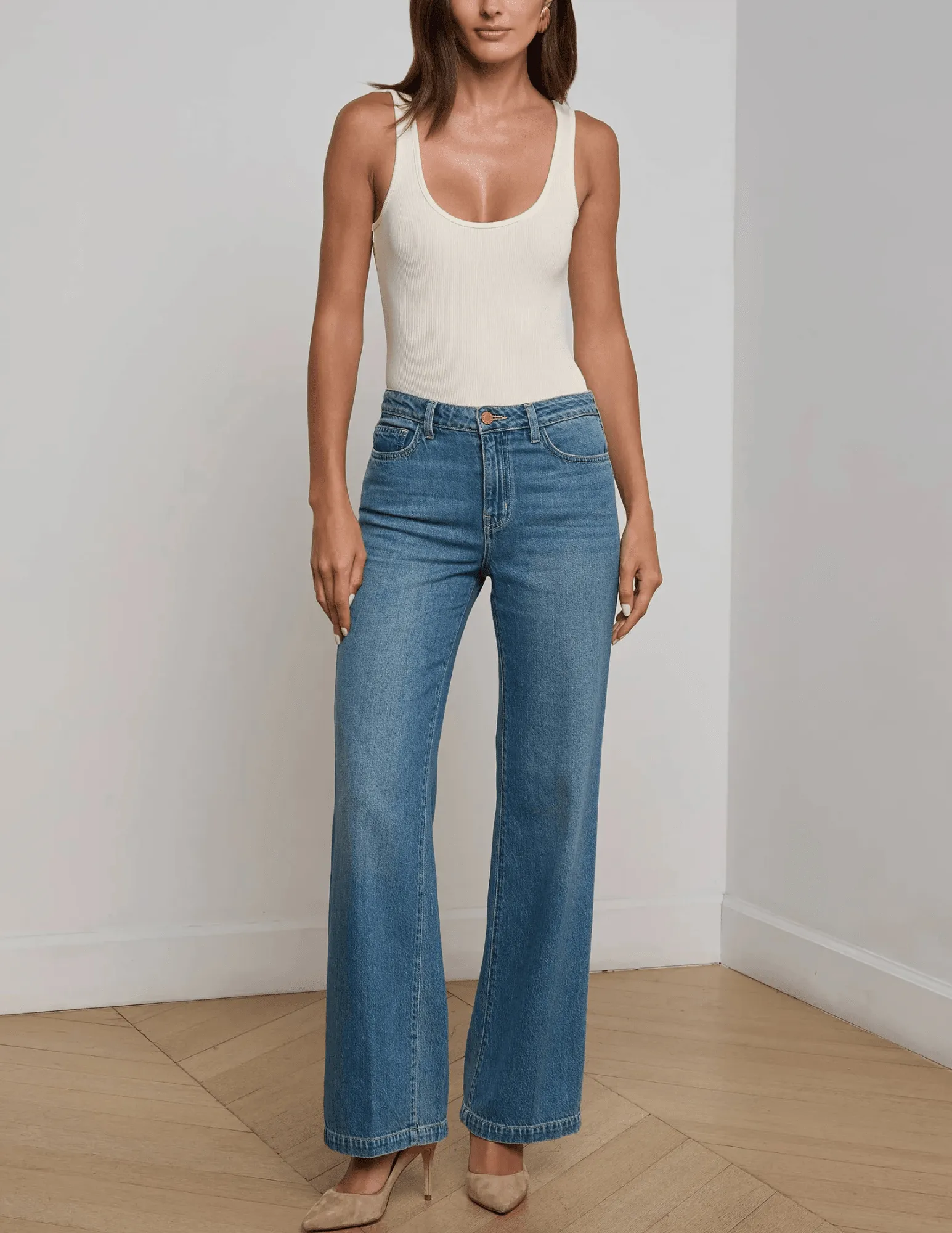 L??AGENCE Scottie High Rise Wide Leg Jeans in Fargo Holiday Vibes Athlete Fit