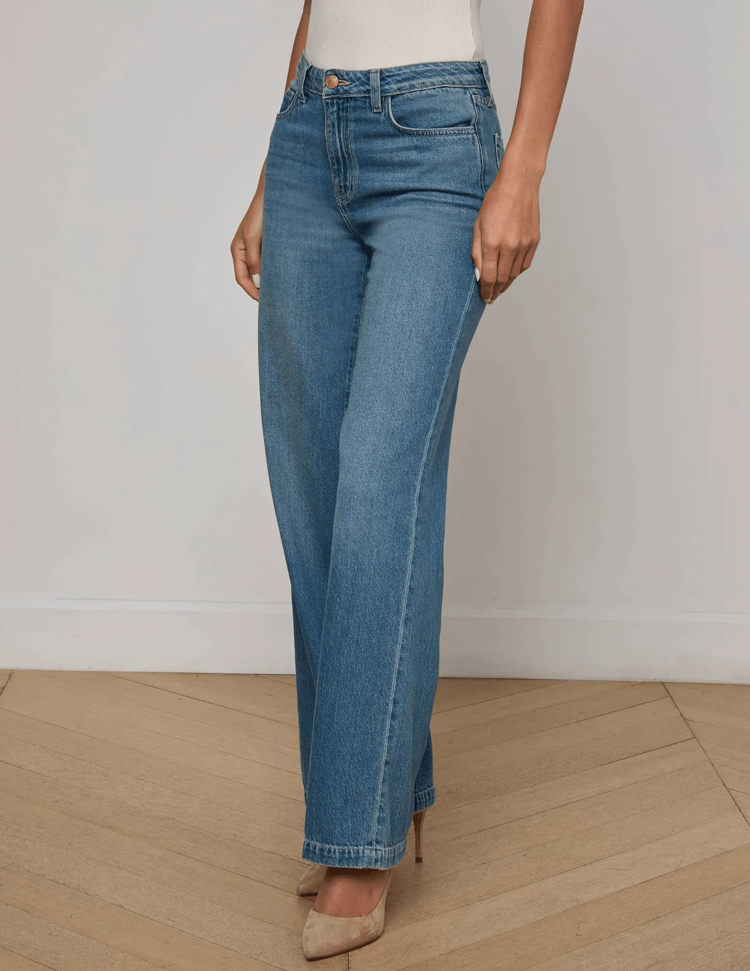 Raw Hem Design L??AGENCE Scottie High Rise Wide Leg Jeans in Fargo