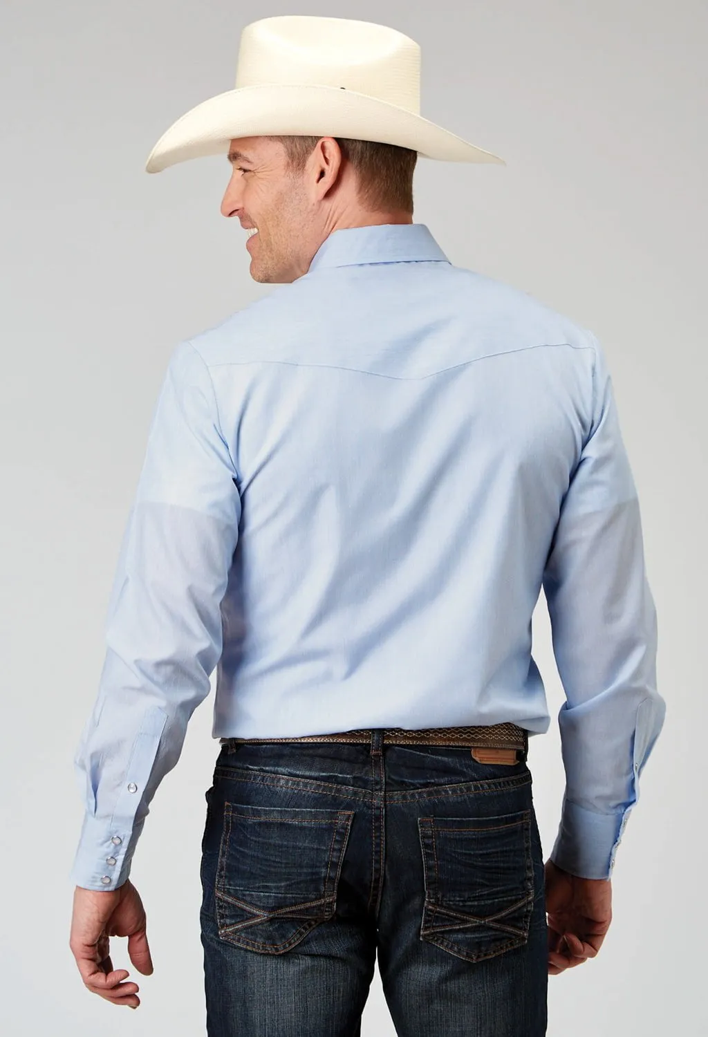 Street Chic Indoor Comfort Roper Mens 1960 Tonal Stripe Blue Poly/Cotton L/S Shirt