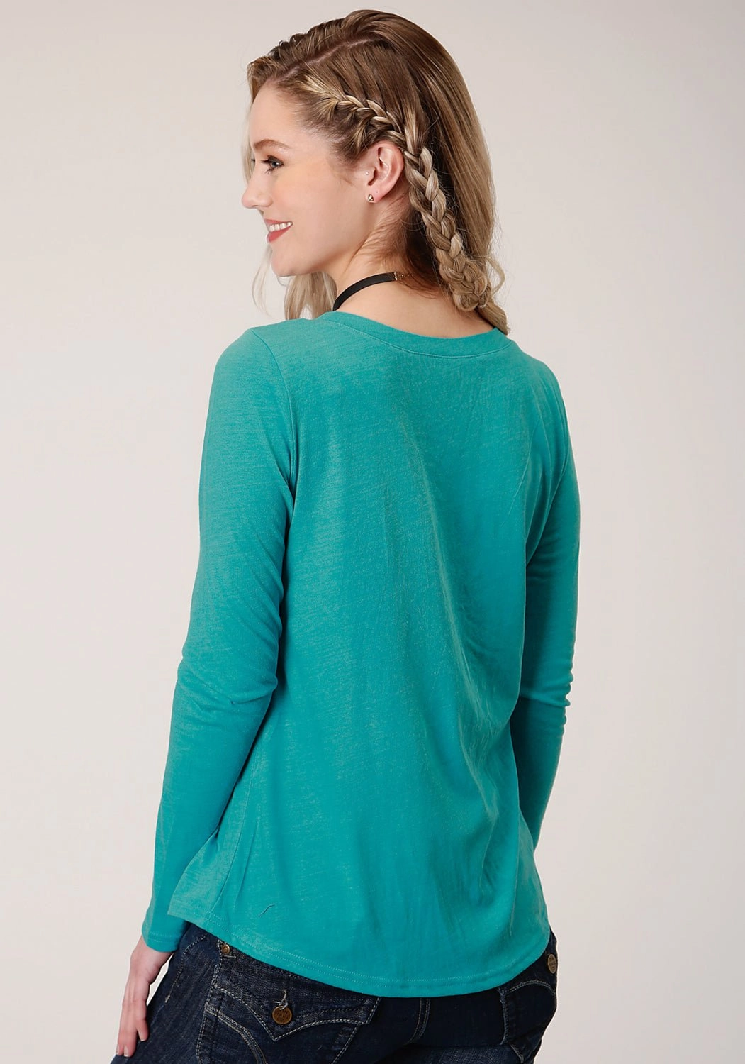 Autumn Days Parent Style Bold Roper Womens Turquoise Poly/Rayon Desert Dreamer L/S T-Shirt