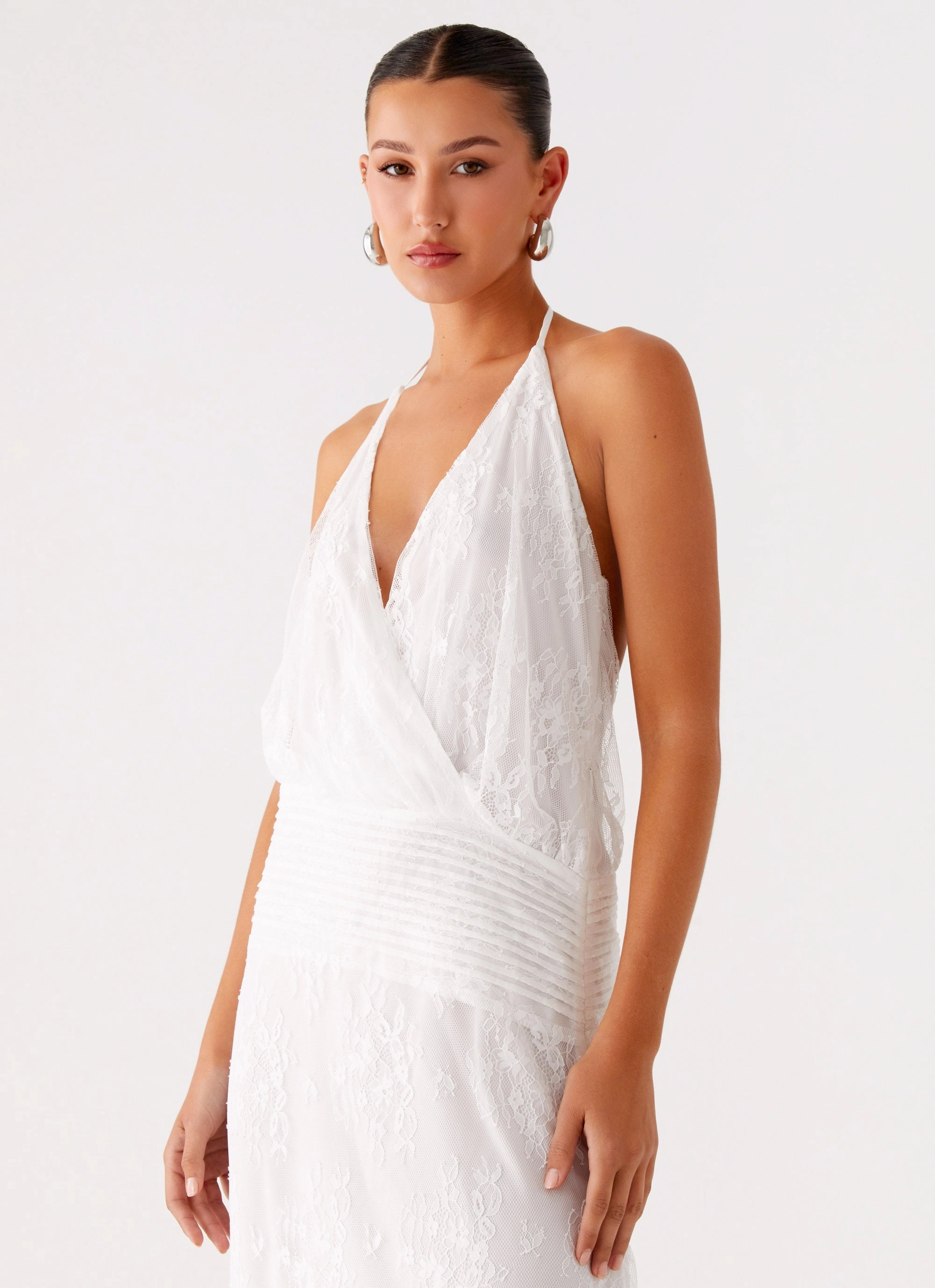 Care-Instructions-Included Reinhart Halter Maxi Dress - White