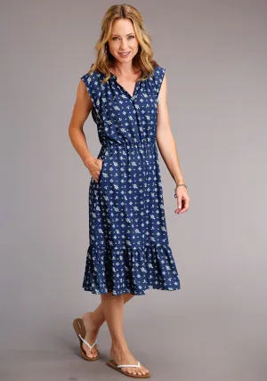 Relaxed Comfort Stetson Womens Blue Rayon/Nylon Vintage Ditzy S/L Dress Stetson Womens Blue Rayon/Nylon Vintage Ditzy S/L Dress Perfect for All