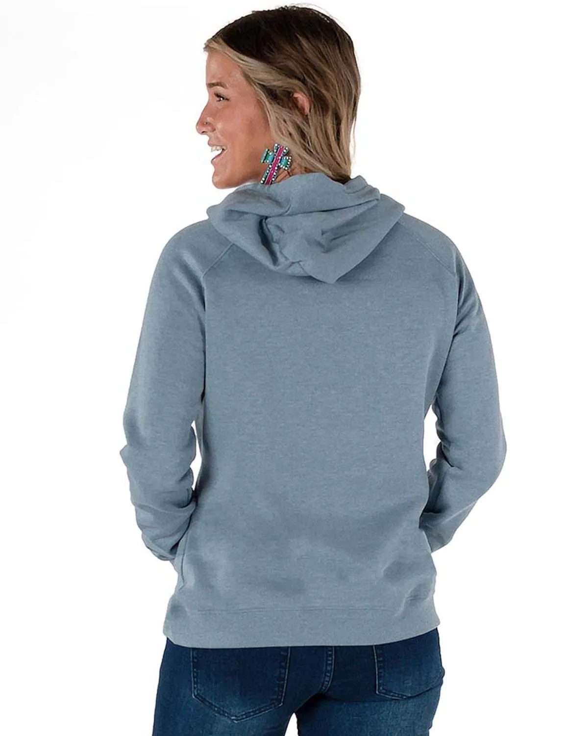 Artist Vibe Weekend Warrior Gym Ready Cowgirl Tuff Womens Believe Junior Fit Light Blue Poly/Rayon Hoodie