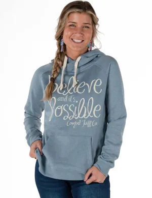 Relaxed Comfort Style Cowgirl Tuff Womens Believe Junior Fit Light Blue Poly/Rayon Hoodie Travel Outfit Professional Wear Versatile Look Cowgirl Tuff Womens Believe Junior Fit Light Blue Poly/Rayon Hoodie
