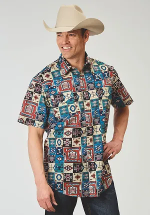 Relaxed Design Roper Mens 1909 Vintage Patchwork Multi-Color 100% Cotton S/S Shirt Designer Touch Roper Mens 1909 Vintage Patchwork Multi-Color 100% Cotton S/S Shirt