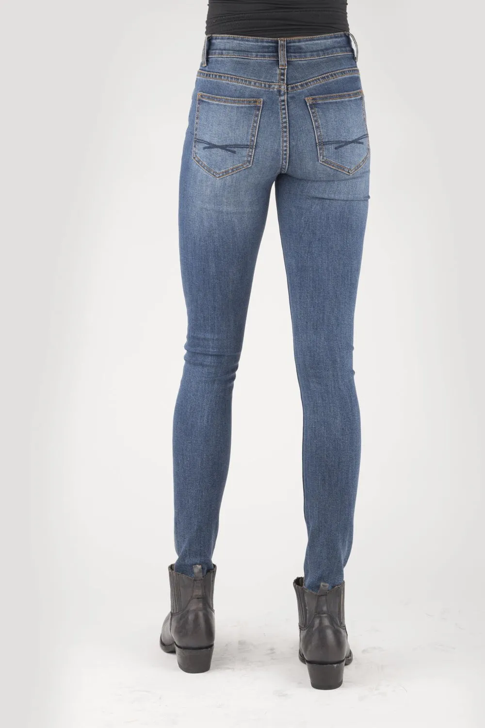 Acid Wash Effect Stetson Womens Blue Cotton Blend 902 High Waist X Jeans