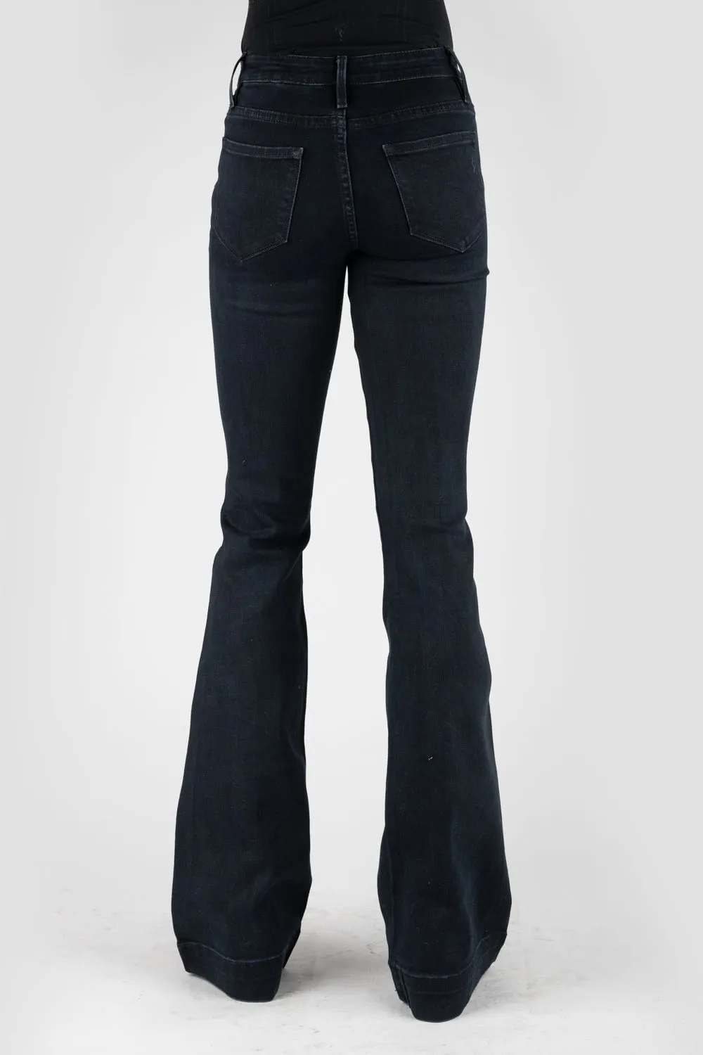 Stetson Womens 921 High Waist Plain Black Cotton Blend Jeans Functional Fit Style Upgrade
