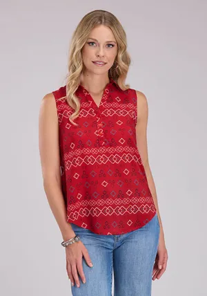 Relaxed Fit Roper Womens RWB Aztec Red 100% Rayon S/L Blouse Roper Womens RWB Aztec Red 100% Rayon S/L Blouse Ombre look Lounge Comfort