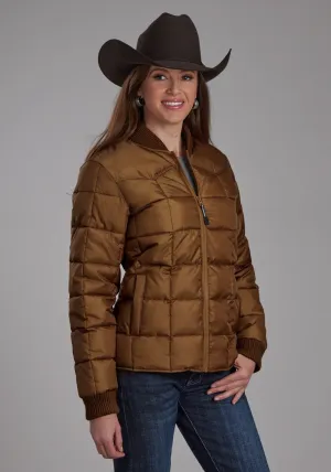 Roper Womens Poly Filled Western Caramel 100% Polyester Insulated Jacket Multi Pocket Design Formal Fashion Lover