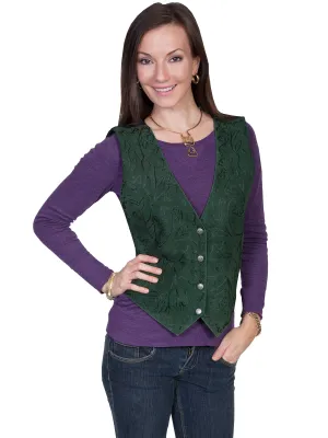 relaxed shape Scully Womens Spruce Suede Floral Vine Vest Stylish Choice Effortless Waist Scully Womens Spruce Suede Floral Vine Vest
