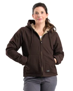 Relaxed Silhouette Berne Ladies Dark Brown 100% Cotton Ladies Hooded Coat Sherpa Move With Ease Party Look Urban Explorer Berne Ladies Dark Brown 100% Cotton Ladies Hooded Coat Sherpa