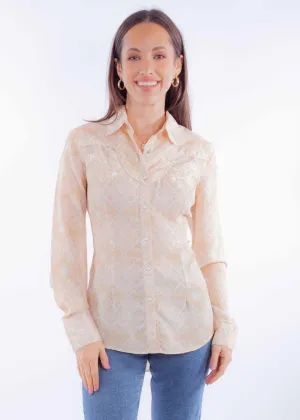 Relaxed Wear Scully Womens Western Geometric Vanilla 100% Cotton L/S Shirt Scully Womens Western Geometric Vanilla 100% Cotton L/S Shirt Flatlock stitching