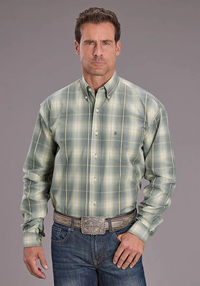 Relaxed Comfort Stetson Mens Gold Dust Ombre Grey 100% Cotton 1 Pkt L/S Shirt Breathable Cotton Stetson Mens Gold Dust Ombre Grey 100% Cotton 1 Pkt L/S Shirt