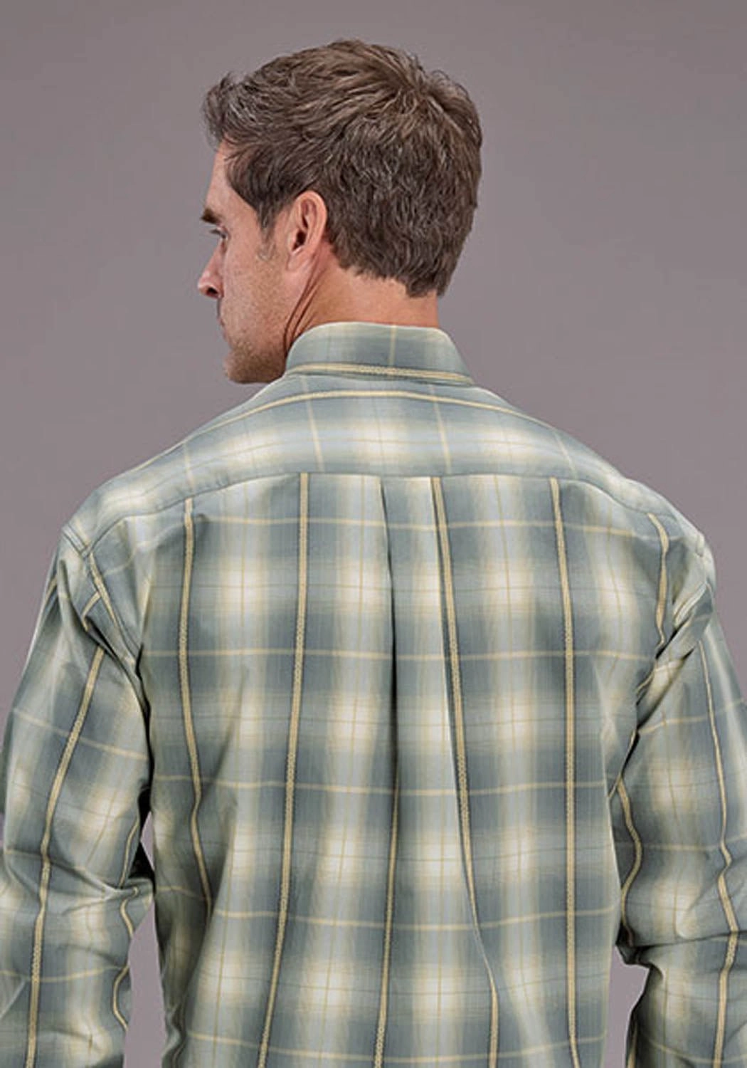 Boho chic Breathable Style Stetson Mens Gold Dust Ombre Grey 100% Cotton 1 Pkt L/S Shirt