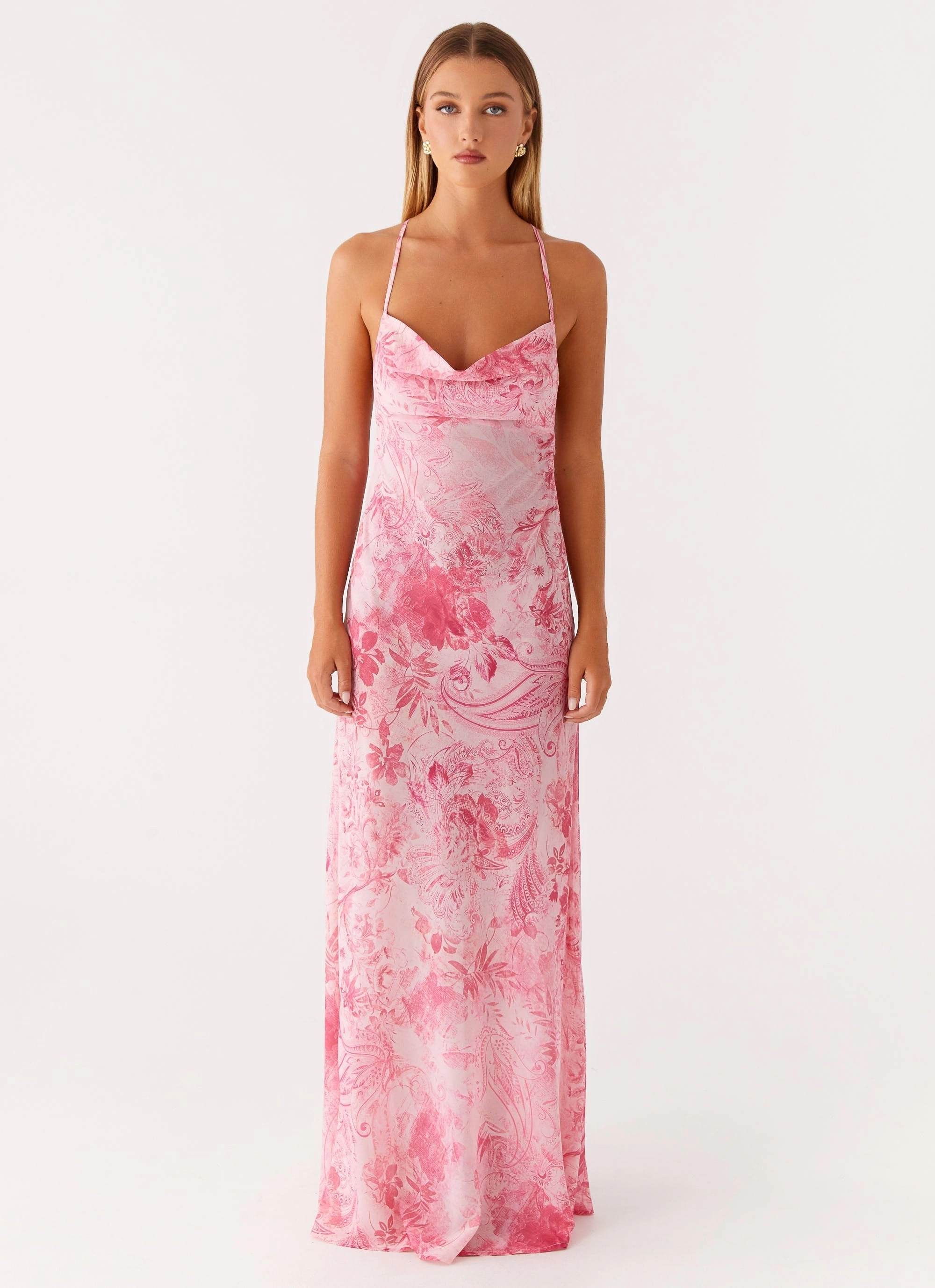Neutral Tones Comfortable Shape Tara Maxi Dress - Pink Print