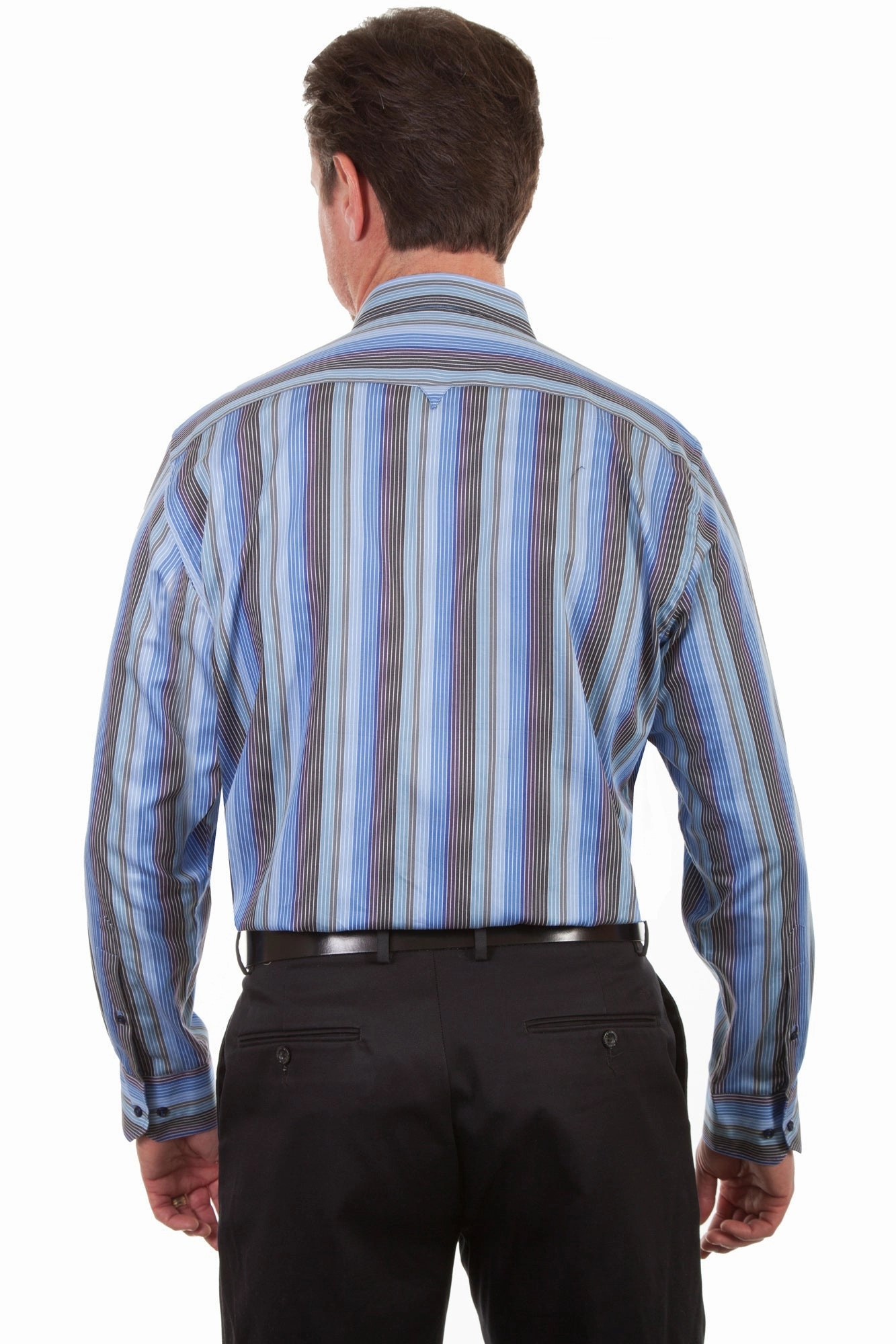 Scully Mens Sky 100% Cotton Stripe L/S Shirt Fade Resistant Formula Daytime Look