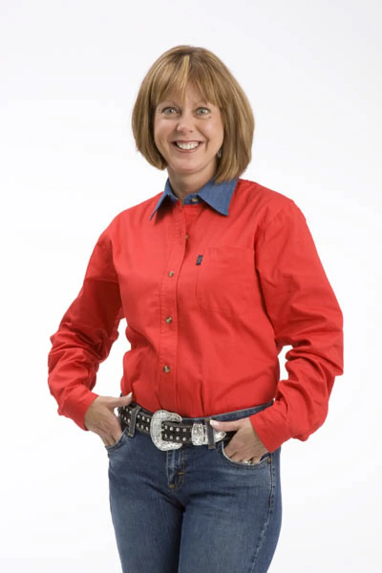 Roper Womens Red 100% Cotton Denim Collar L/S Shirt Basic Fashion Urban Explorer Picnic Style