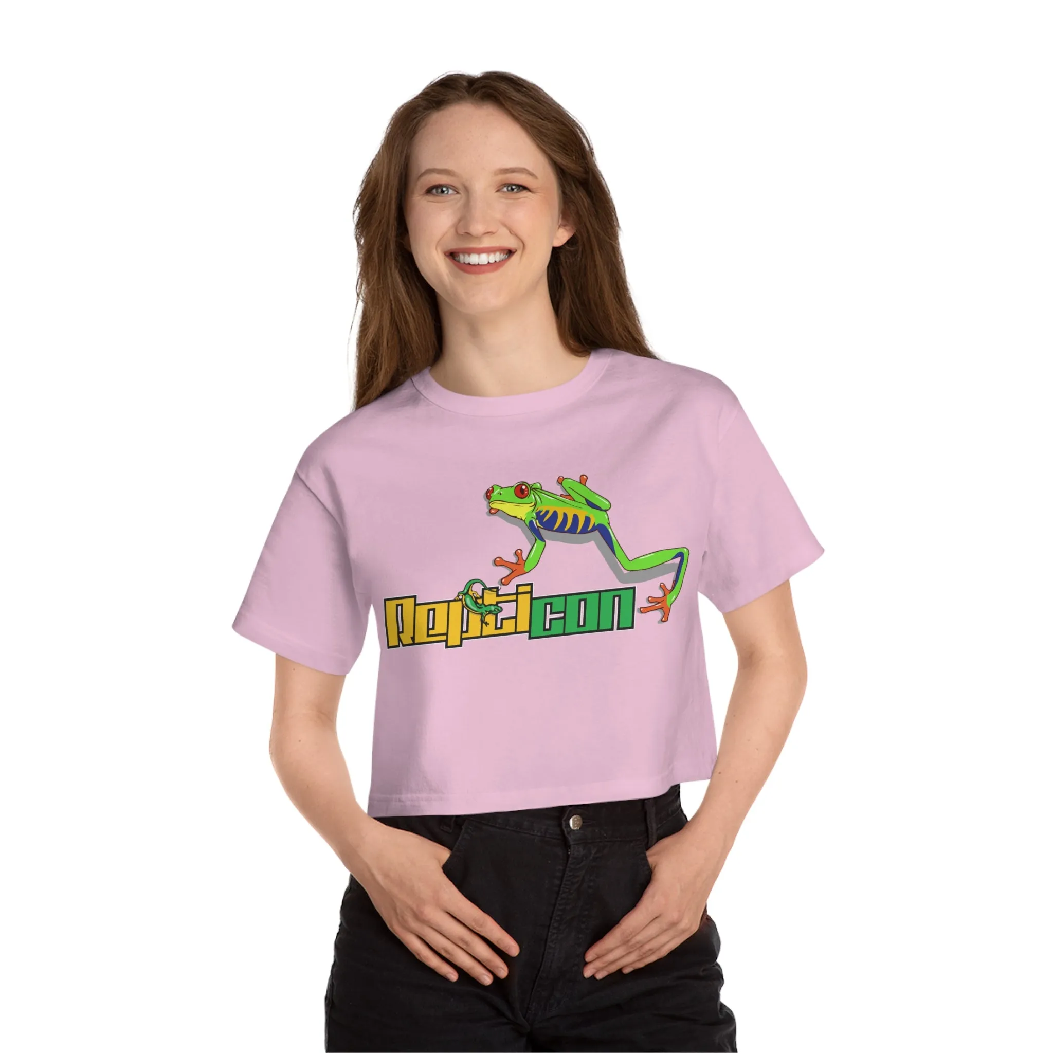 Repticon Champion Women's Heritage Cropped T-Shirt w/ Red Eyed Tree Frog