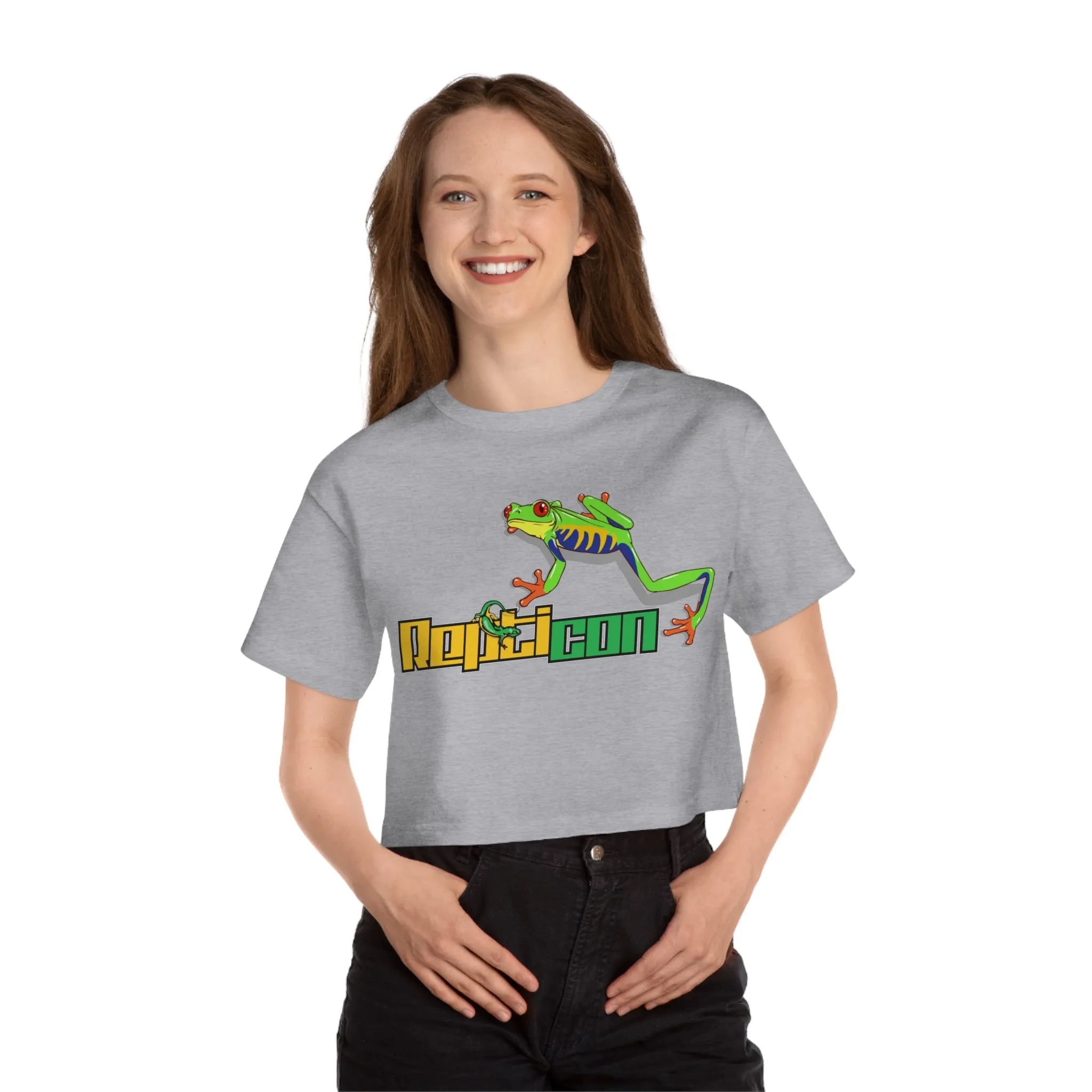 Repticon Champion Women's Heritage Cropped T-Shirt w/ Red Eyed Tree Frog
