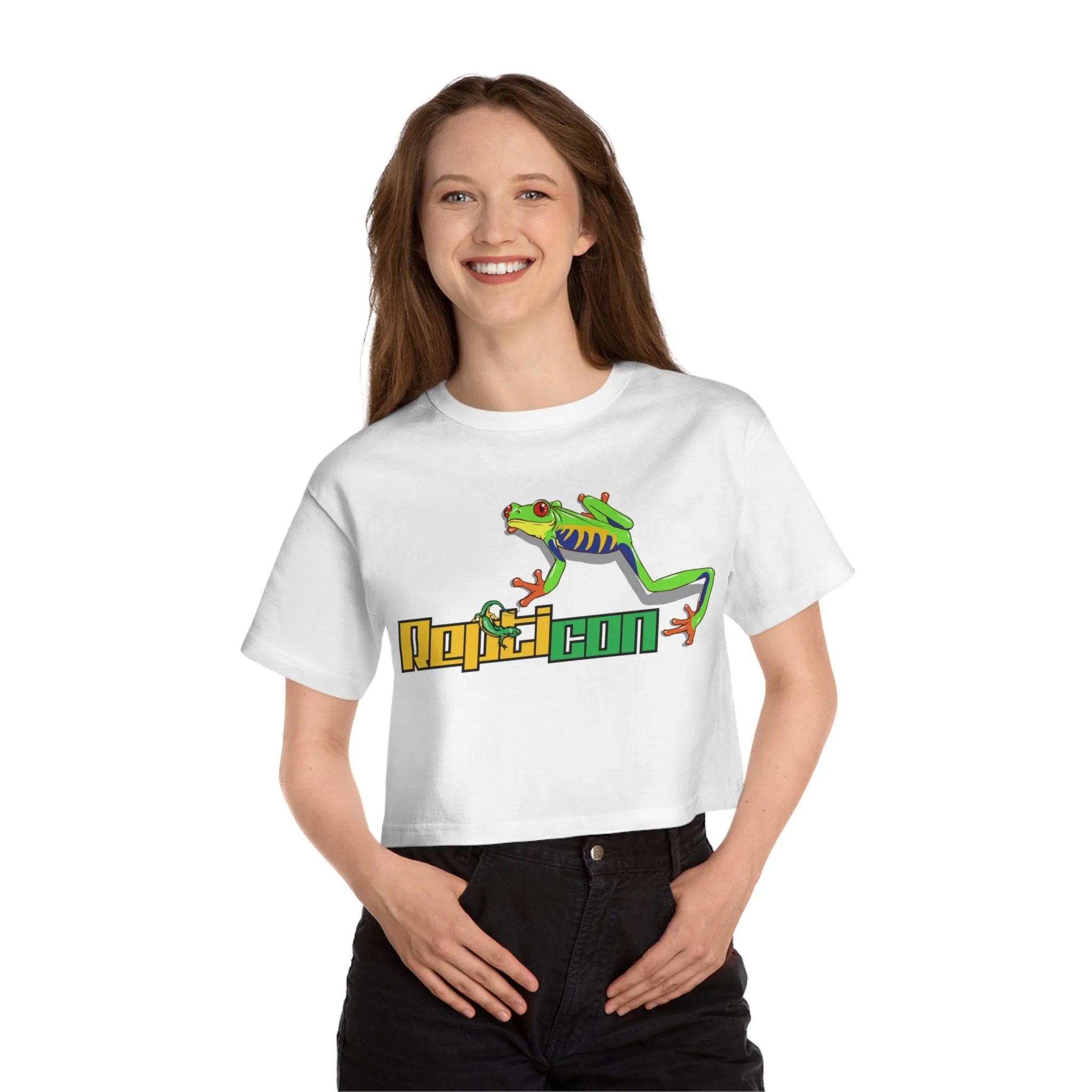 Repticon Champion Women's Heritage Cropped T-Shirt w/ Red Eyed Tree Frog