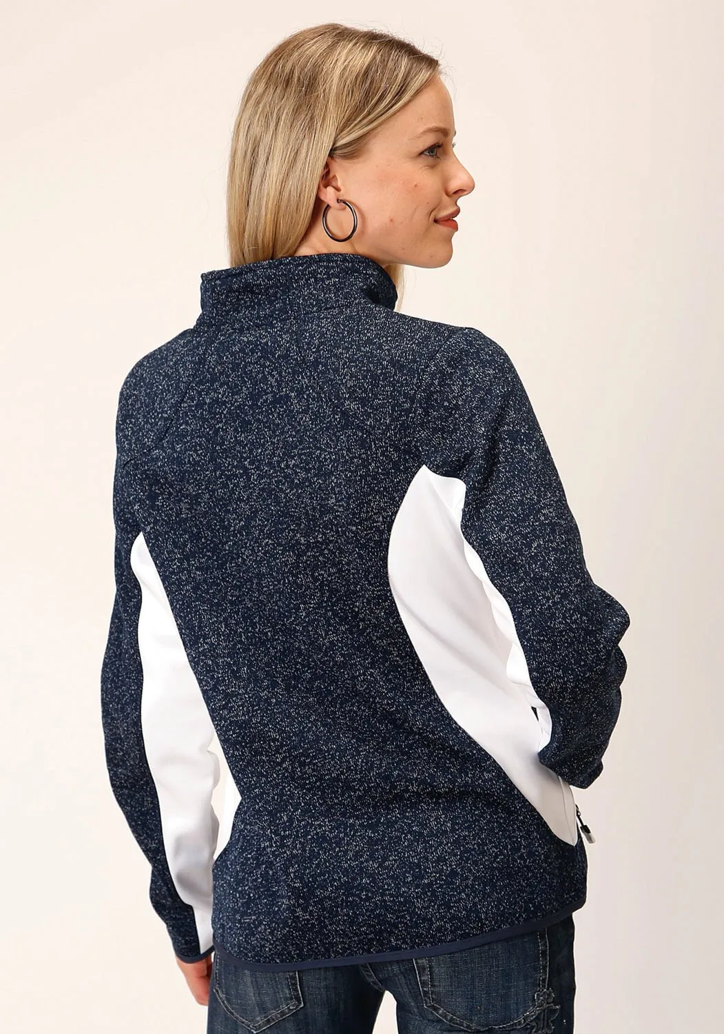 Roper Womens 1742 Bonded Blue Polyester Fleece Jacket Travel Outfit Music Event