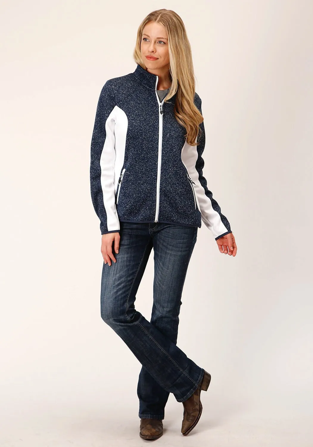 Style Blend Roper Womens 1742 Bonded Blue Polyester Fleece Jacket