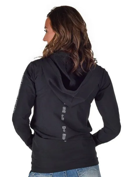 Cowgirl Tuff Womens Full Zip Unlined Black Poly/Spandex Hoodie Anytime Look Timeless Feel