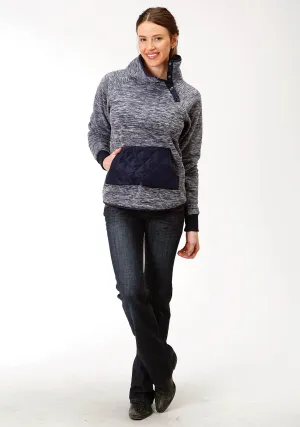 Retro Touch Roper Womens Navy Polyester Cationic Fleece Jacket Soft Texture Roper Womens Navy Polyester Cationic Fleece Jacket