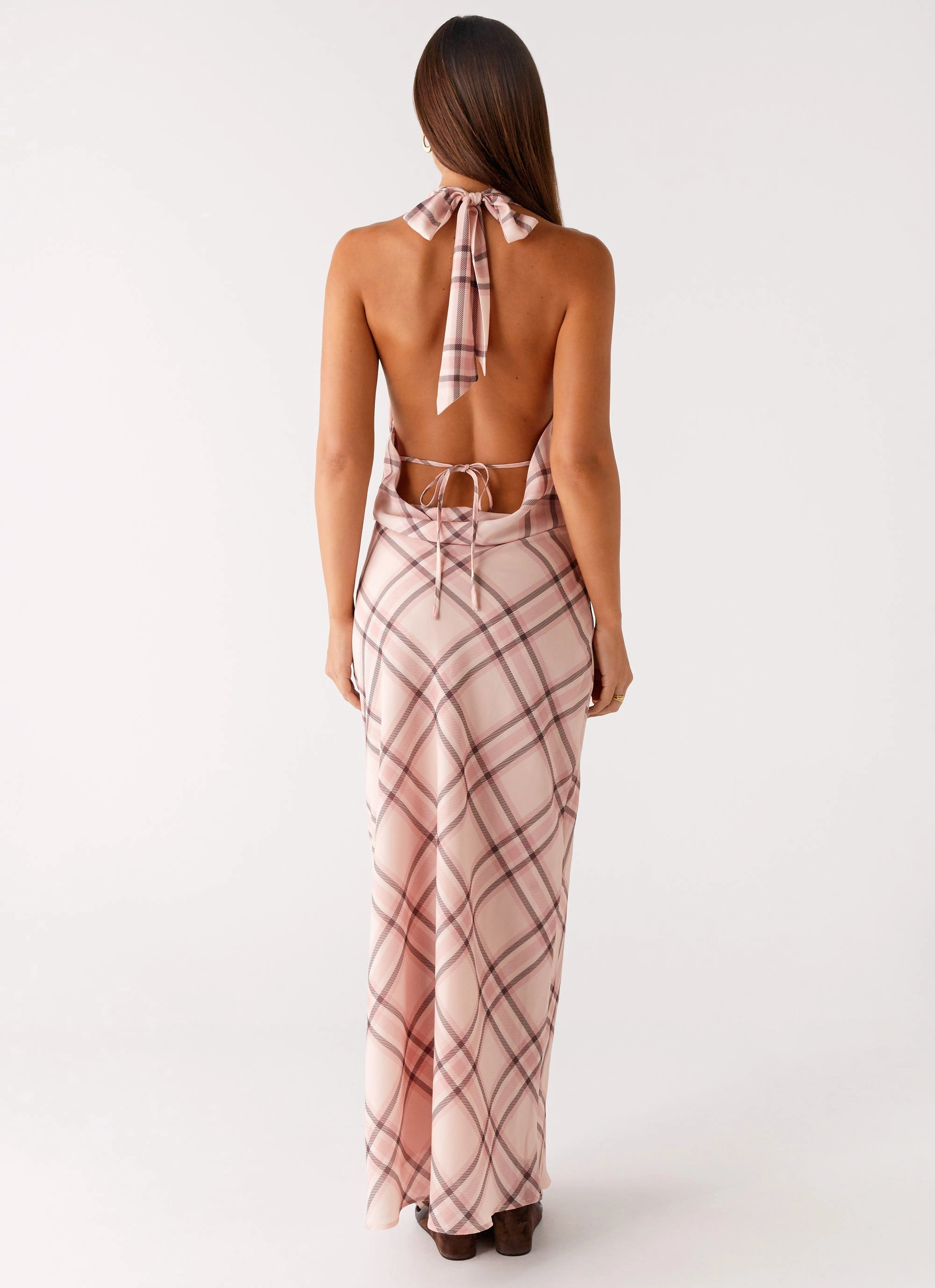 Basic Warm Muse Maxi Dress - Pink Check