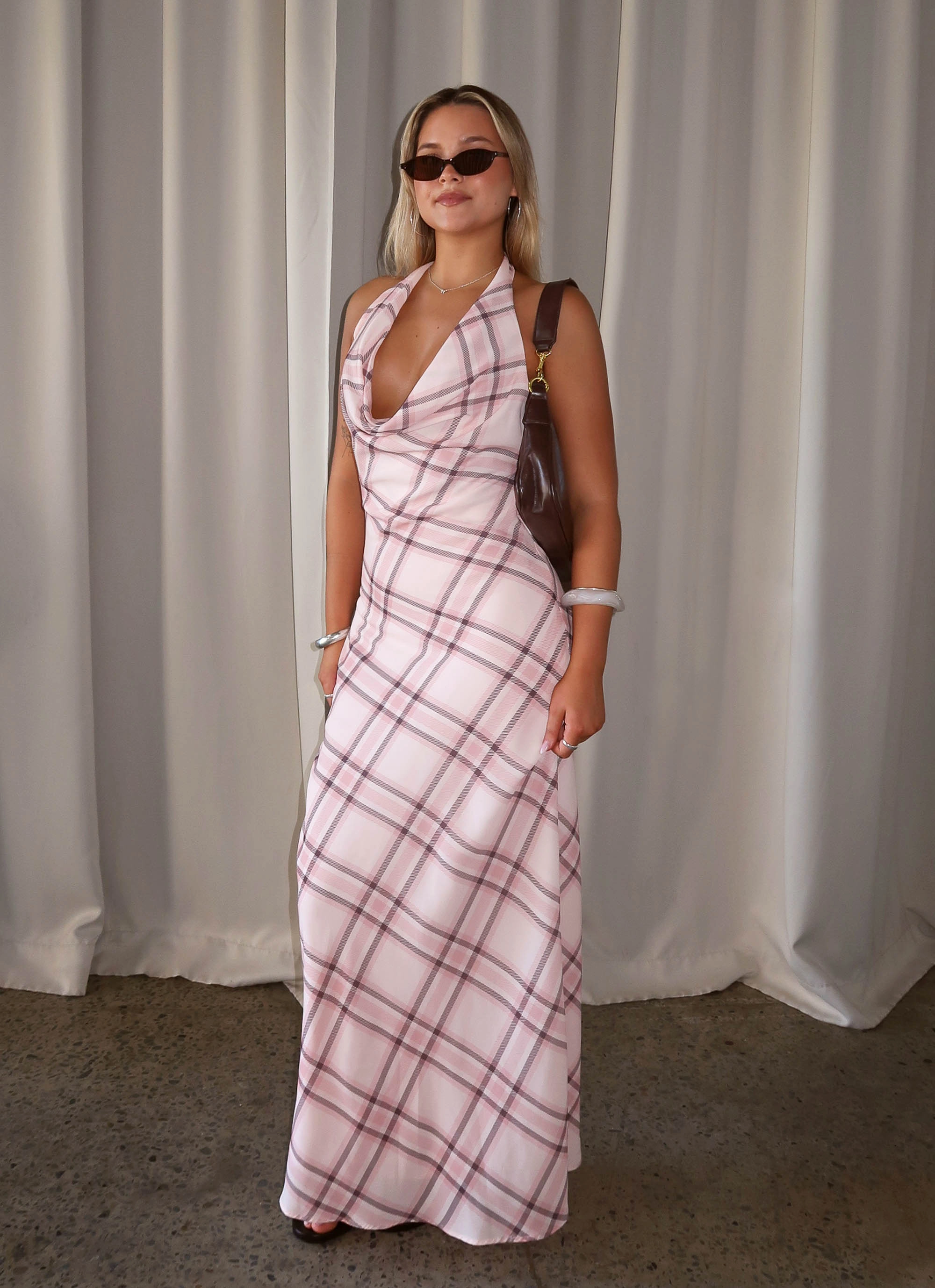 Muse Maxi Dress - Pink Check Shore Time